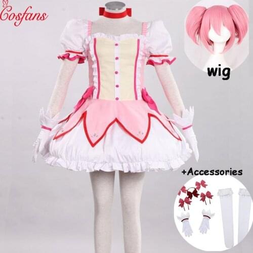10PCS Puella Magi Madoka Magica Kaname Madoka cosplay costume Halloween costume for women anime clothes girls Fancy dress wigs
