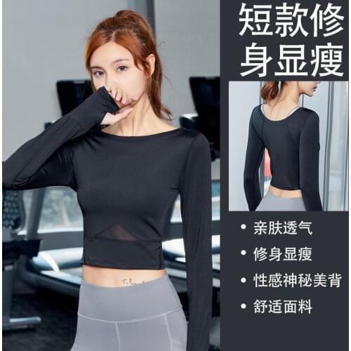 Yoga Crop Top Yoga Womens Long Sleeve Training Sports Top Top Deportivo Mujer Camisetas