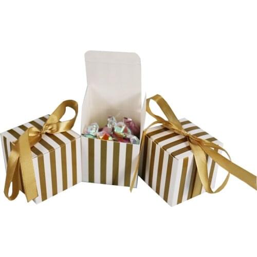 Best Selling Gold Silver Striped Gift Packaging Eco Friendly Pie Cookie Box Wedding Favors Candy Box Festive & Party Supplies