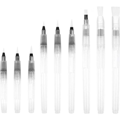9pcs Portable Water Coloring Brushes Set Watercolor Water-Base Markers Pens for Beginners Kids Painting Calligraphy Drawing