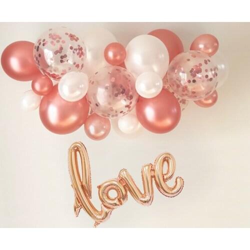 12inch New Gold Pink Red Balloons Gold White Pink Confetti Wedding Birthday Party Decor Helium Supplies Foil LOVE Balloon