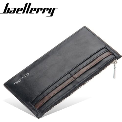 New Men Wallet Long Slim Clutch Bag Zipper Coin Purse Vintage Men Money Bag PU Leather Male Wallets Brand Purses Card Holder