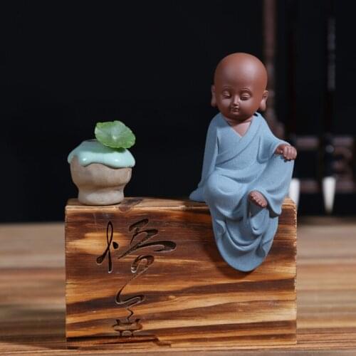 Office store company home Desk bookshelf BEST ART statue- CHAN DAO Monk ceramics Porcelain Business ART Statue Buddha ART