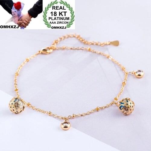 OMHXZJ Wholesale Personality Fashion OL Woman Girl Party Wedding Gift Gold Beads Charm 18KT Gold Bracelet BR10