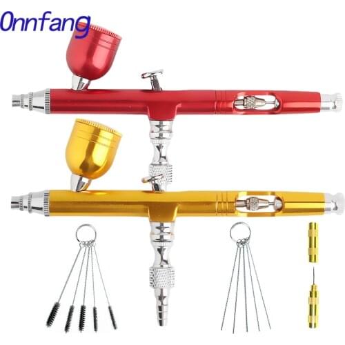 Onnfang Double Action Airbrush Adjust Gravity Feed Airbrush Spray Gun Set For Face Body Painting Tattoo Air Hose Airbrush