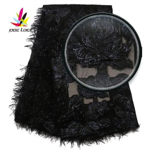 Brocade Lace with Feather African Wedding Fabric with Feathers Indian Chiffon Silk Fabrics milk fiber Lace French Lace XZ2835B