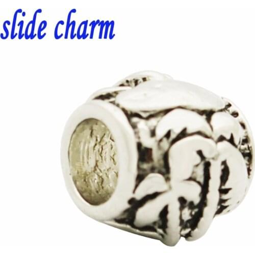 Slide charm Coconut Island amulet charm beads fit Pandora bracelet