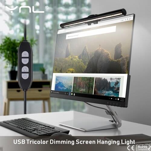 USB Screen Hanging Light Tricolor Stepless Dimming Eye-Care LED Desk Lamp 5W 26cm For Computer PC Monitor Study Reading Lamp