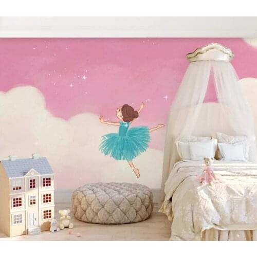Custom 3D murals pink clouds ballet girl princess room children room bedroom sofa background wall