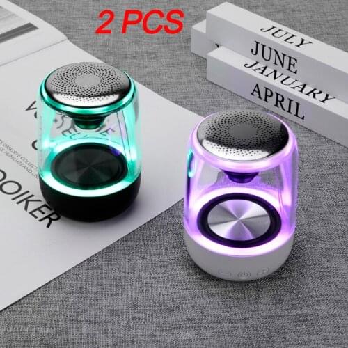 2pcs yAyusi Portable Bluetooth 5.0 Speaker Transparent LED Luminous Subwoofer TWS 6D Surround HIFI Stereo TWS interconnection