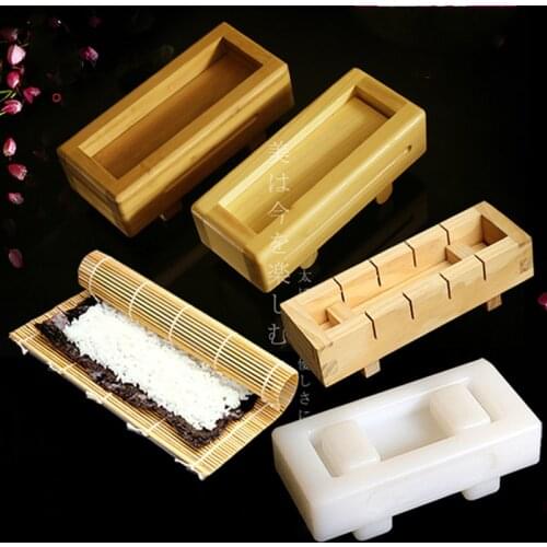 Japan Style Solid Wood Bamboo Melaleuca Sushi Mold Tool Cuisine Flat-pressed Sushi Pressure Box Rolling Mat