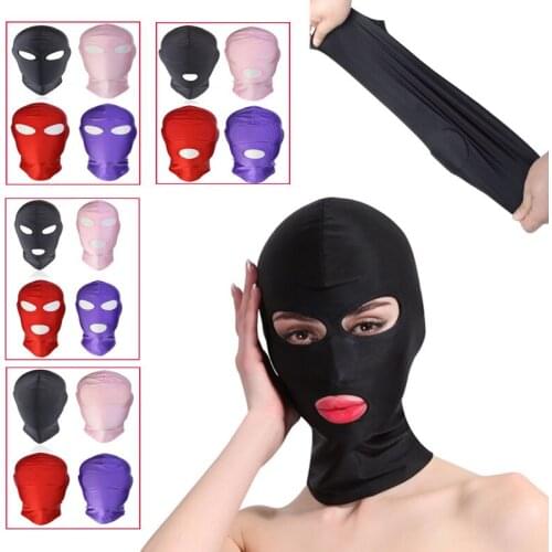 Sex SM Adult Game Bondage Party Toys Open Mouth Eye Elastic Hood Mask Cosplay Slave Punish Headgear BDSM Fetish Full Face Mask