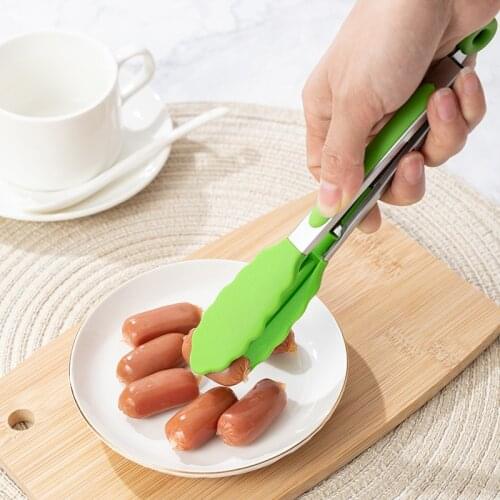 3Pcs/Set Non-Slip Cooking Clip Clamp Silicone Food Tong Stainless Steel Kitchen Tongs BBQ Salad Tools Grill Kitchen Accessories