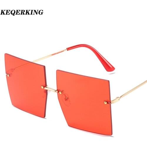 2020 Luxury Rimless Oversized V Sunglasses Women Brand Designer One Piece Sun Glasses Men Vintage Metal Oculos De Sol