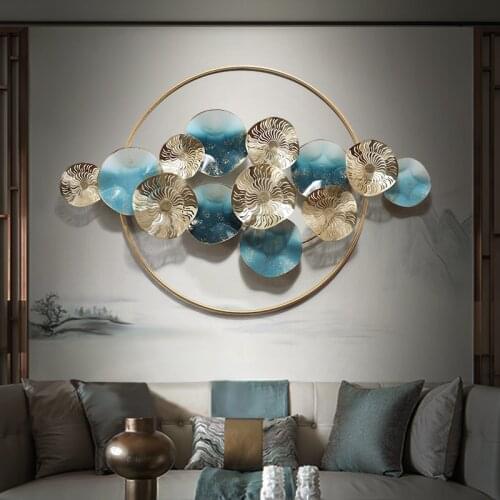 Modern Wrought Iron Wall Hanging Round Shape Crafts Decoration Home Livingroom 3D Wall Sticker Sofa Background Metal Mural Decor
