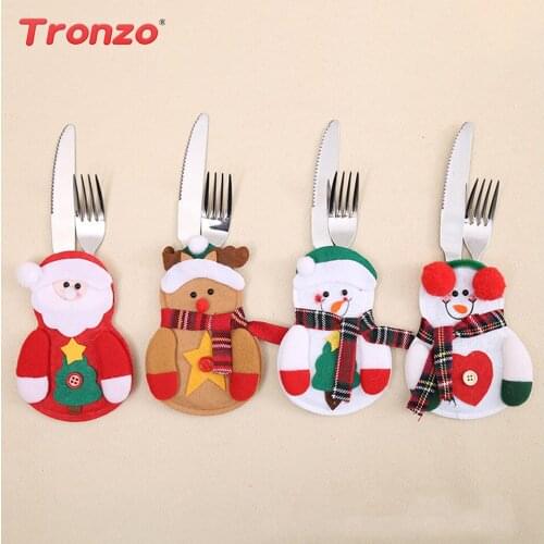 Tronzo Christmas Decorations For Home Christmas Knife Fork Cutlery Set 2018 New Year Santa Claus Merry Christmas Party Supplies