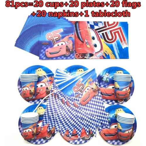 81/51 Pcs Disney Cars Birthday Party Decoration Childrens Cartoon Lightn McQueen Theme Party Supplies Disposable Tableware Set