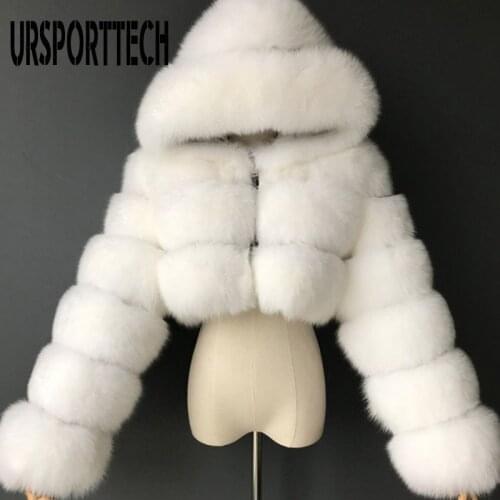 Winte Faux Fur Coats Women Jackets High Quality Cropped Furry Warm Winter Fur Jacket Hooded Manteau Femme Oversize Outerwear