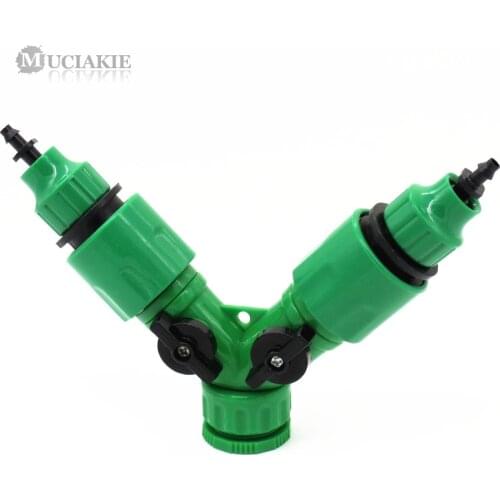 MUCIAKIE 1PC Y Garden Water Connector 1/2'' 3/4'' Connection Pipe 1/4'' (ID 4mm) or 3/8'' (8mm) Barbed Connector Couping Valve