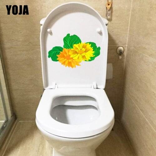 YOJA 22.5*15CM Cartoon Hand Drawn Chrysanthem Fresh Toilet WC Decor Home Room Wall Sticker T1-0798