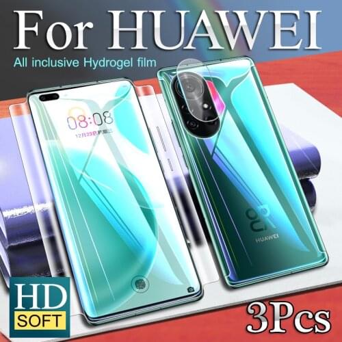 3 In 1 Full Coverage P40Pro Plus Screen Protector For Huawei Mate40 Pro P30Pro Front Back Hydrogel Film Mate 30Pro P40 Soft