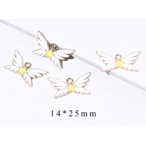 10pcs/Lot 14*25mm Five Pointed Angel Diy Handmade Oil Enamel Charms Design for Jewelry Making Earring Bracelet or Necklace