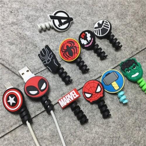 100pcs/lot Marvel USB Cable Protector Management Data Line Organizer Clip Protetor De Cabo Cable Protector For iPhone Android