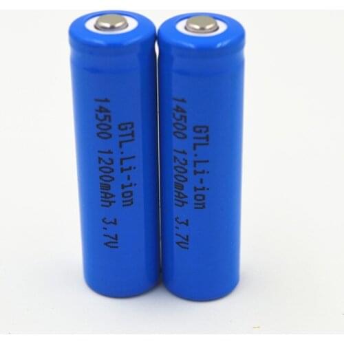 2pcs/Lot 1200mAh14500 Rechargeable Batteries Universal Blue 3.7V Lithium Li-ion Battery for Digital Camera Flashlight Torch