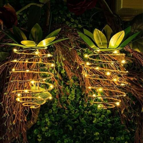 2PCS Solar Garden Lights Pineapple Shape Outdoor Hanging Light Waterproof Wall Lamp Fairy Night Lights Iron Wire Art Home Decor