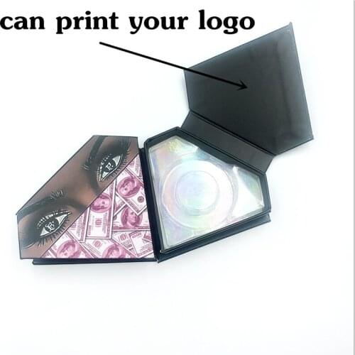 3D Mink lash Boxes Packaging Wholesale Diamond Shape Cases 25Mm Lashes Makeup False Eyelashes Set Lashes Box Case Bulk Packaging