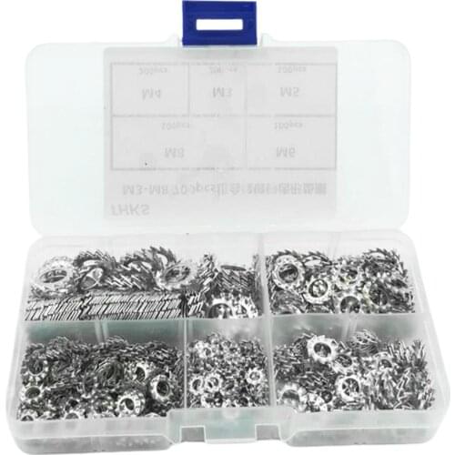 700pcs M3/M4/M5/M6/M8 Combination Box Stainless Steel 304 External Toothed Star Gasket Serrated Lock Washer Assortment Kit