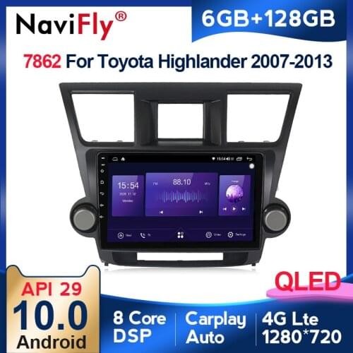 8Core 6G+128G QLED Carplay Android10 For Toyota Highlander 2 XU40 2007 -2013 Car Auto Radio Video Audio Multimedia DSP WIFI SWC