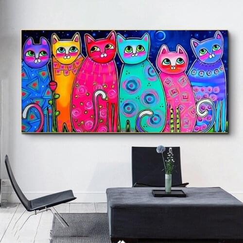 Abstract Art Style Cat Canvas Painting Posters and Prints Living Room Decoration Painting Wall Painting