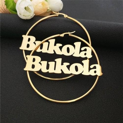 Letters Big Hoop Earrings For Women Personalized Jewelry Custom Name Earrings Stainless Steel Orecchini Cerchio Christmas Gift