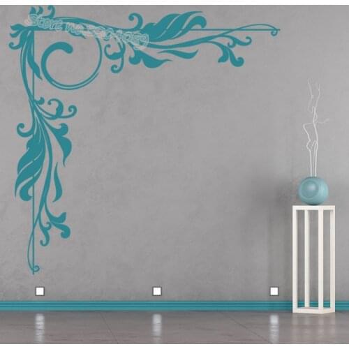 Floral Borders Corner Wall Sticker Classic Ornamental Design Leaves Baroque-inspired Bedroom Headboard background mural EB106