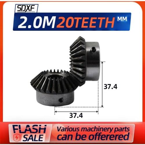 Two pcs 2 module 20tooth standard inner bore, inner bore8/10/12/mm gear tooth spiral bevel gear