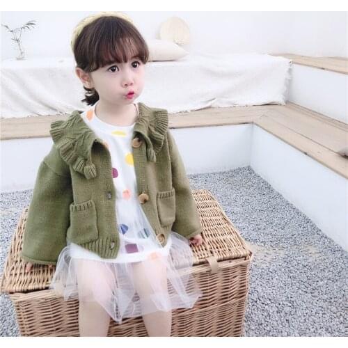 Elegant girls cardigans autumn winter cotton knitted long sleeve kids sweaters for girls tops clothes children jackets outwear