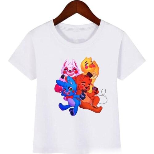 Five night at fredy tshirt children funny cartoon t shirts kids summer top baby toddler boys clothes white camisetas cute tees