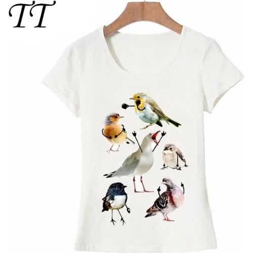 Lovely Birds Song Print T-shirt Fashion Women T-Shirt Funny Bird Design Casual Tops Summer Tee hipster Woman T-Shirt