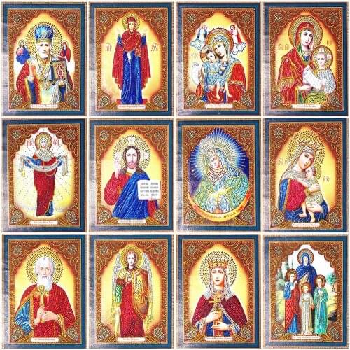 HUACAN 5D Special Shape Diamond Painting Religion Icon Partial Diamond Embroidery Virgin Mary Rhinestone Picture Diamond Mosaic