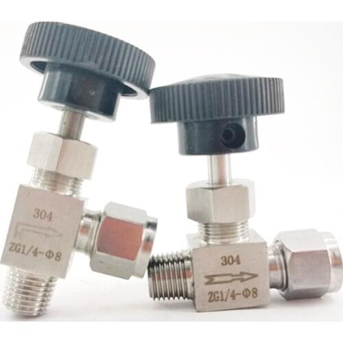 Needle valve Adjustable 6 8 10 mm hard tube 1/8 1/4 3/8 1/2 inch male thread SS304 Flow Control crane needle valve