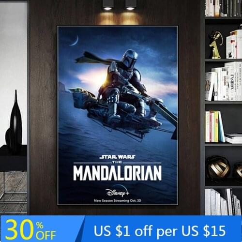 Disney The Mandalorian Anime Canvas Paintings Movie Popular Poster Retro Art Wall Decor Print Picture for Kids Living Room Home