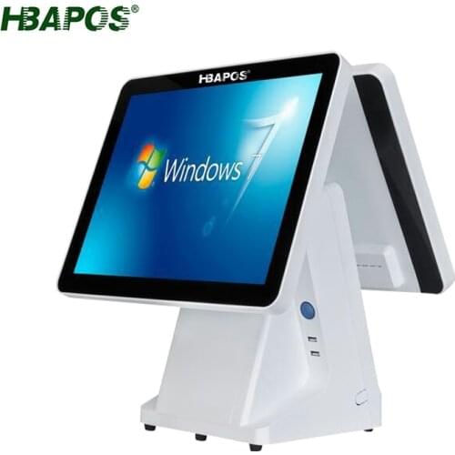 Pos system 15 inch Dual Screen Display Cash register Machine for restaurant and supermarket touch pos system all in one windows