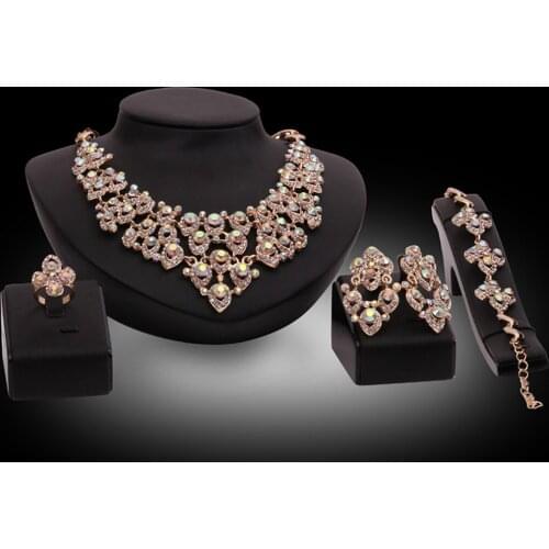 Classic Jewelry Personality Crystal Stylish Punk Necklace Bride Suit Luxury Statement African Sets Parure Bijoux Femme Joyeria