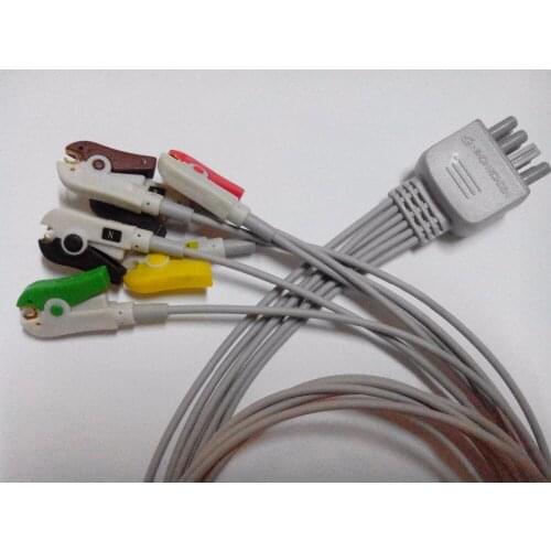 KMTKERAMED for Nihon Konden BR-906P Grabber (Clip) NK style lead wires, 35 in. 90 cm , 6-Ld,Connector 8Pin