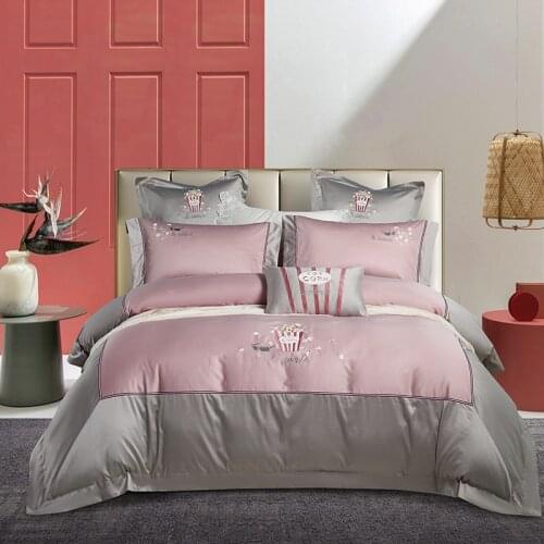 New 600TC egyptian cotton Bedding sets Queen King size Classical Embroidery Bed Duvet cover Bed sheets linen set bed set