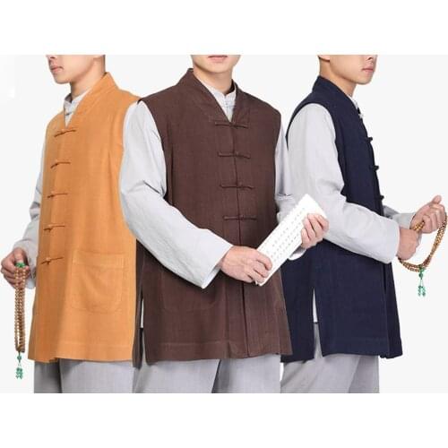 Unisex High quality cotton&linen shaolin monk kung fu suits buddhist buddha outfit meditation vest zen lay clothing