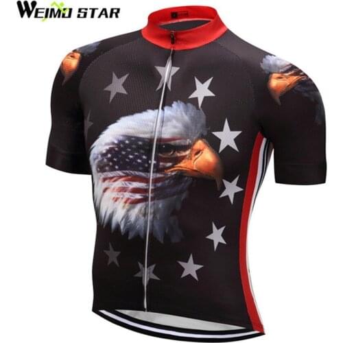 Cycling Jersey WEIMOSTAR Men Bicycle Short Sleeve Eagle T-Shirt Racing Sport USA Breathable Clothing Wear Tops
