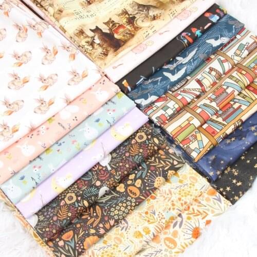 Musical Note Cat Shining Star Cotton Fabric Sewing Quilting Cloth Patchwork Needlework Handmade Baby Clothes DIY Material