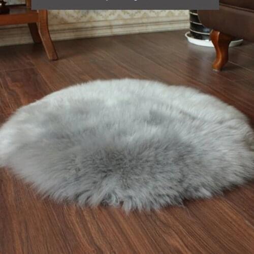Pack of 4Pcs Super Cozy Fake Sheepskin Shag Carpet Fluffy Bedroom Floor Mat 40x40cm Grey